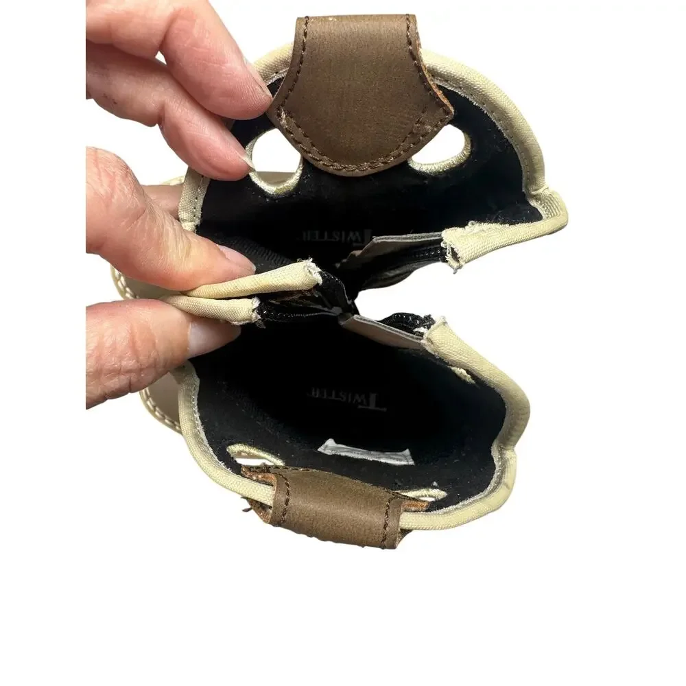 Twister Trace Toddler Cowboy Boots Brown Black Faux Leather Zip